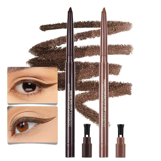Kaely 2Pcs Dark Brown Light Brown Shimmer Gel Eyeliner,Eye Liner Waterproof Smudge Proof,Multi-Use Pencil Eyeliner,Built in Sharpener,Longwearing Eye Makeup,delineador de ojos contra el agua,02+04