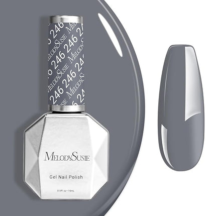 MelodySusie Gray Gel Nail Polish,0.5fl oz Autumn Winter Nails Soak Off UV LED Dark Gray Gel Polish Gift for Women Nail Art Manicure Salon DIY Nail Design Decoration at Home-246-A2042
