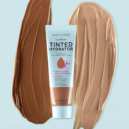 wet n wild Bare Focus Tinted Hydrator Matte Finish, Deep | Oil-Free | Moisturizing Makeup | Hyaluronic Acid | Sheer To Medium Coverage (Pack of 2)