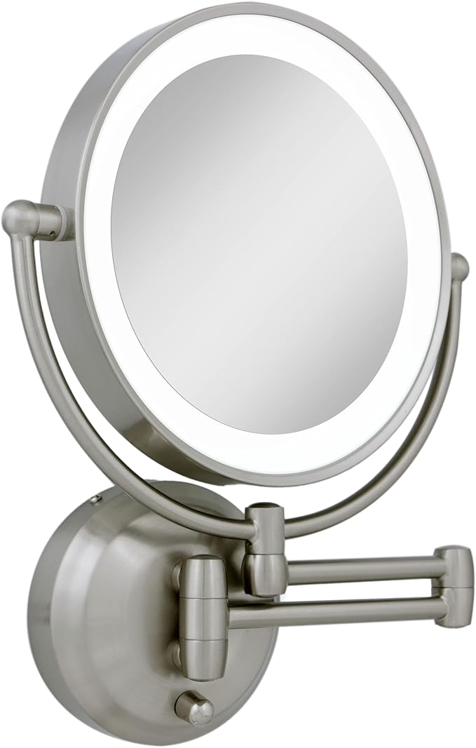 Zadro 11" LED Wall Mounted Makeup Mirror 10X/1X Shaving Mirror Cordless or Battery Operated Vanity Mirrors for Wall