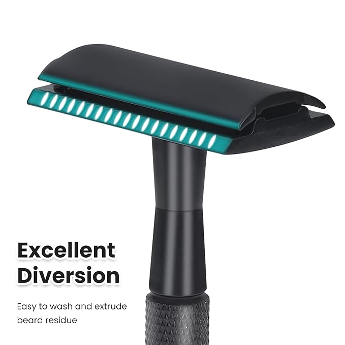 Double Edge Safety Razor With 10 Premium Stainless Steel Blade Reusable Safety Razors For Men Shaving Razor, Smooth Wet Shave Experience, Gun Black