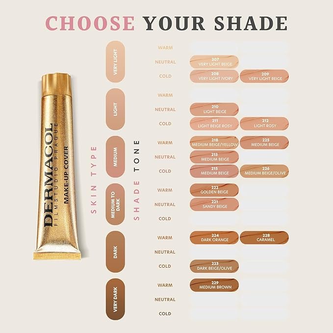 Dermacol - Full Coverage Foundation, Liquid Makeup Matte Foundation with SPF 30, Waterproof Foundation for Oily Skin, Acne, & Under Eye Bags, Long-Lasting Makeup Products, 30g, Shade 228