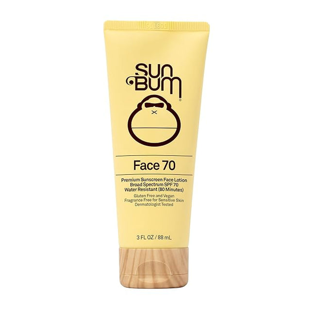 Sun Bum Original SPF 70 Sunscreen Face Lotion - Broad Spectrum Moisturizing Facial Sunscreen with Vitamin E - Fragrance Free - Travel Size - 3 oz