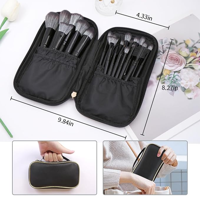 MAGEFY Makeup Brush Set, 22 Pcs Premium Synthetic Makeup Brushes Foundation Eyeshadow Brush Powder Blush Concealers Brush Set Travel Makeup Brushes with Case(Black)