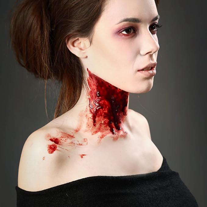 MEICOLY 2.1Oz Halloween Dripping Fake Blood,Safe Realistic Washable Edible Liquid Blood Sangre Falsa with 0.7 Oz Cleaning Soap,Squirt Blood for Clothes,Zombie Vampire Monster,SFX Cut Wound Makeup,Dark