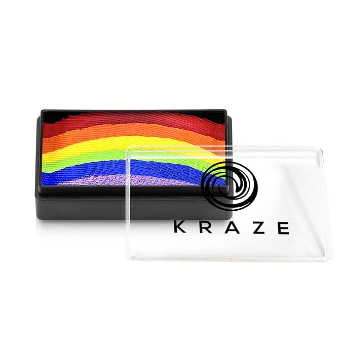 Kraze FX Dome Stroke - Candy Land (25 gm), Professional 1-Stroke Split Cake, Hypoallergenic, Non-Toxic, Water Activated Face & Body Painting Makeup Supplies for Sensitive Skin, Kid Safe, Adults