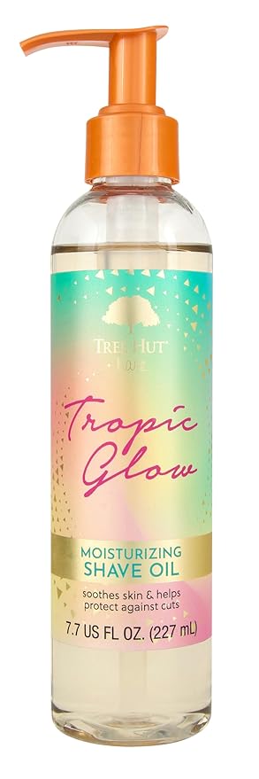 Tree Hut Tropic Glow Moisturizing Shave Oil, Warm Scent with Almond, Golden Amber, and Sandalwood, Smooth Glide for Close Shave and Soft Skin, 7.7 fl oz