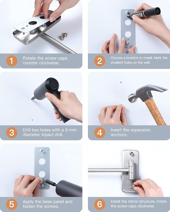 Benbilry 9" Large Size Wall Mounted Makeup Vanity Mirror, 1X/10X Magnifying Double Sided Shaving Mirror for Bathroom, 360° Swivel Extendable Arm, Nickel Finish