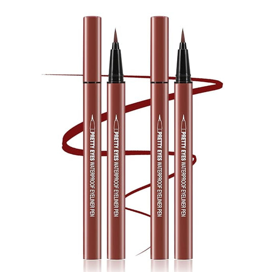 Boobeen 2pcs Liquid Eyeliner Pen, Matte Eye Liner with Precision Tip, Long Lasting Eyeliner Pencil for Bold Eye Makeup, Glides on Smoothly