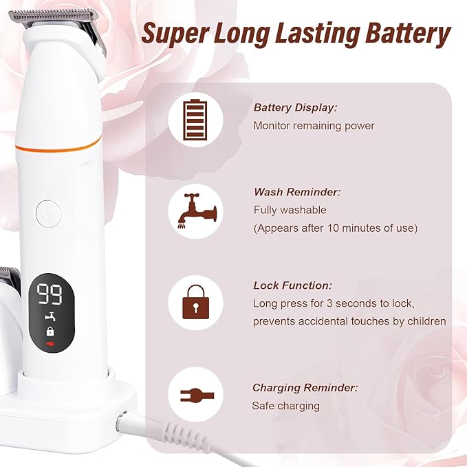 Bikini Trimmer for Women and Men,5-in-1 Wet/Dry Body Hair Trimmer,Gentle Hair Removal Shaver for Full Body Groomer,Electric Razor Shaver with USB Charge Dock-No Nick, No Cut, No Razor Burn,Brown-Gray