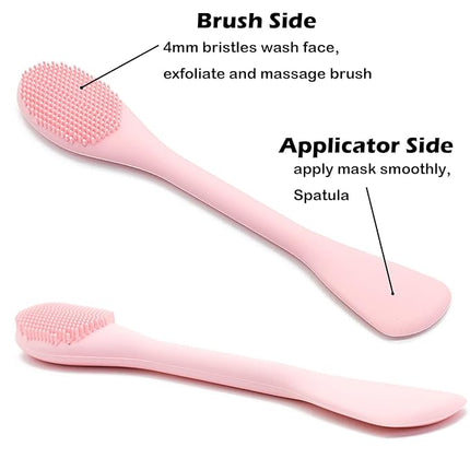 Facial Cleansing Brush, 2 in 1 Silicone Face Mask Brush & Face Scrubber, For Exfoliating, Massaging, Remove Blackheads, Makeup Skincare Removal, Applicator for Mud, Clay, Body Lotion, DIY Mask