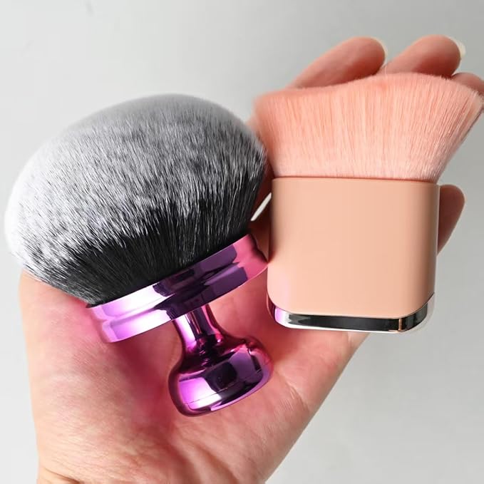 Blend & Blur Extra Large Beauty Soft Body Makeup Brush,Face Self Tanner 2 Pack—Wide Round Head Kabuki Brush Tanning Applicator Set, Powder,Professional Leg Makeup Tool with Drawstring Bag