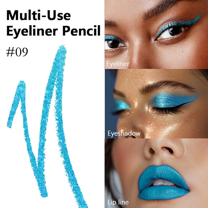 Kaely Gel Eyeliner Pencil for Women, Sky Blue Eye Liner Waterproof Smudge Proof with Sharpener, Waterline Eye Makeup Liners, delineador de ojos contra el agua, Vegan & Cruelty-Free, 09