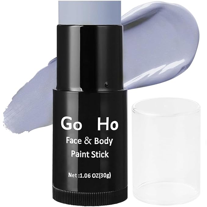 Go Ho Cream-Blendable Light Grey Face Paint Stick,Full-coverage Grey Body Paint Stick for Adults Children Halloween Cosplay SFX Vampire Zombie Makeup,Waterproof Gray Body Paint Stick