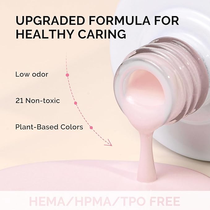 MelodySusie Fleurwee Plant Based Gel Nail Polish, Hema Free Pale Nude Pink Nail Polish, Soak Off UV LED Gel Polish Gift for Women 21 Non Toxic Long Lasting Nail Art Manicure Salon DIY at Home P12