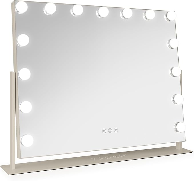 Zadro Hollywood Lighted Vanity Mirror with 15 LED Bulbs, 3 Color Light Settings, 360° Rotation Makeup Mirror Head (26" H x 20" W | 1X | Neutral)