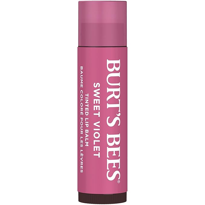 Burt's Bees Lip Tint Balm with Long Lasting 2 in 1 Duo Tinted Balm Formula, Color Infused with Deeply Hydrating Shea Butter for a Natural Looking Buildable Finish, Sweet Violet (2-Pack)