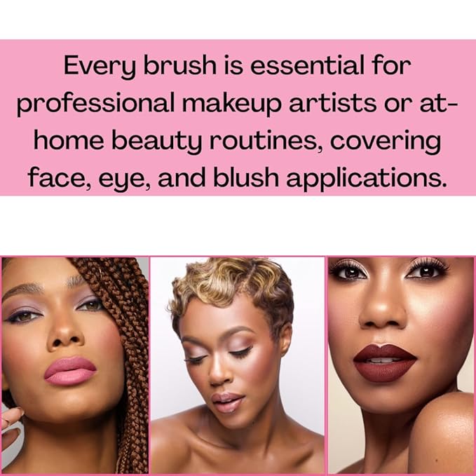 25-Piece Professional Makeup Brush Set - Premium Synthetic Brushes for Eyeshadow - Soft Bristles for All Skin Types - Natural Non-Irritating brush Hair - Natural Birch Wood Handles