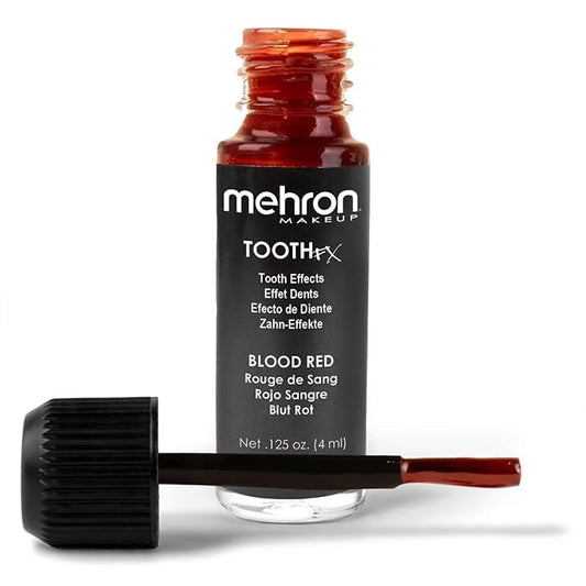 Mehron Makeup Tooth FX Blood Red | Temporary Red Tooth Paint | Perfect for Creating Red Teeth FX, Rotten Teeth Makeup, & Bloody Teeth SFX for Halloween, Cosplay, & Theater .125 oz (4 ml)