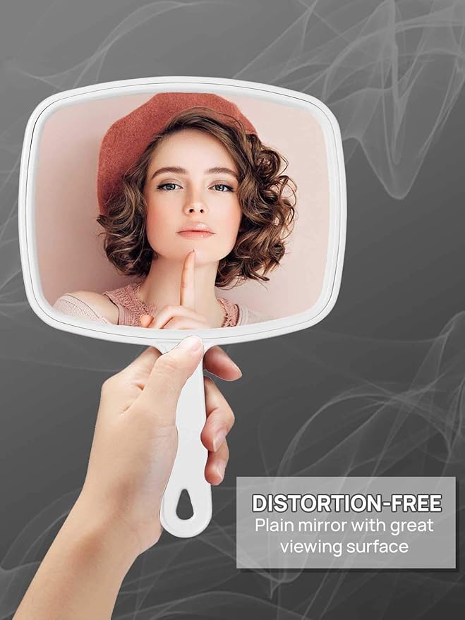 OMIRO Hand Mirror, Handheld Mirror with Handle, American White