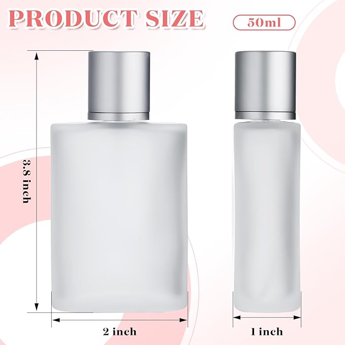 Tessco for you 6 Pcs 1.7 Ounces Perfume Bottles Empty Frosted Glass Spray Bottles 50ml Refillable Atomizer Perfume Dispenser Fine Mist Atomizer Cosmetic Make up Container (Silver Gray)