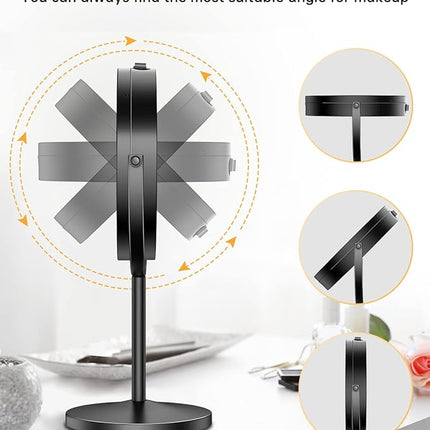 Gospire 7" Lighted Makeup Mirror with Magnification 10X/1X Double Sided, Round Magnifying LED Vanity Standing Cosmetic Shaving Mirror with Battery Operated, Cordless Portable for Bathroom Bedroom