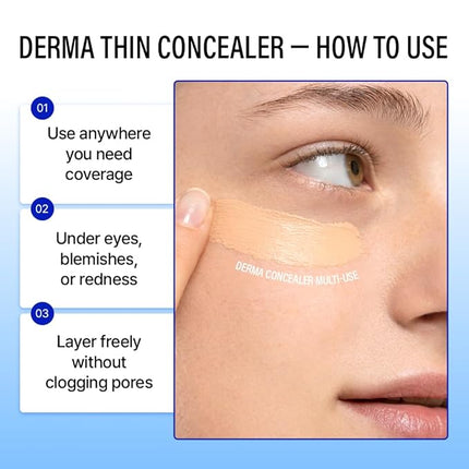 [23YEARSOLD Derma] Thin Concealer #1.5B (Nude Beige) – Sensitive-Skin Friendly, Lightweight & Long-Lasting with Redness-Soothing SWEETONE Formula for a Natural Finish, Easy-to-Carry 0.17 fl oz