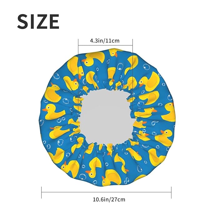 Rubber Ducks Shower Cap For Women Reusable Waterproof Double Layers Bath Cap Hair Protection Elastic Ladies Spa Salon Shower Hat