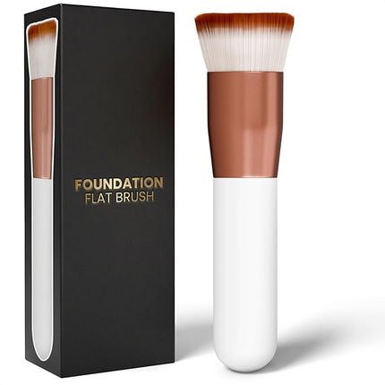 Liquid Foundation Brush for Makeup - Soft Flat Top Kabuki Foundation Brush with Dense Synthetic Bristles for Even Application of Liquid, Powder & Cream Cosmetics - Sturdy Wood & Aluminum Makeup Tools
