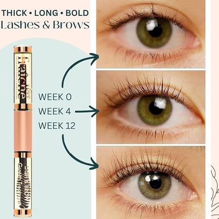 Lash Serum Mascara Tube DOUBLE PACK - Natural Eyelash Serum for Growth, Conditioning &Treatment - Eyelash Growth Serum with Organic Castor Oil - Brow Serum to Grow Brows with Eyeliner & Eyelash Brush