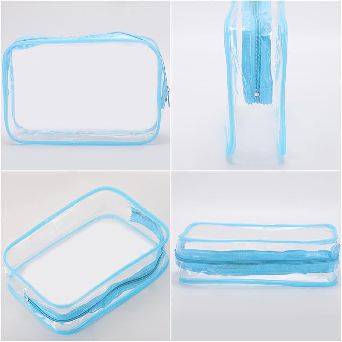 Tbestmax 20 Pack Clear Cosmetic Bags Makeup Bags Portable Waterproof Travel Toiletry Bags Organizer Blue, 7.5"x 4.8"x 2.3"