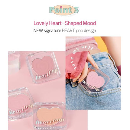 ETUDE Heart Pop Duo Blush, Strawberry Pink Cheek Colors, Soft Glow & Glossy Finish, Layering Formula, Compact 0.2 oz – Strawberry Mochi