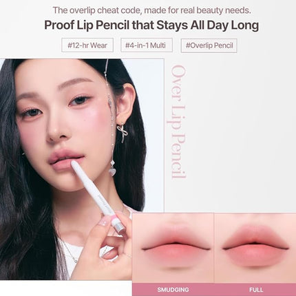 Heart Percent Dote On Mood Lineproof Lip Pencil, 12hr Long-Lasting Moderately Pigmented Creamy OverLip Crayon Waterproof Smooth Retractable Vegan Lip Liner Pencil 0.8g, #06. Muted Peach