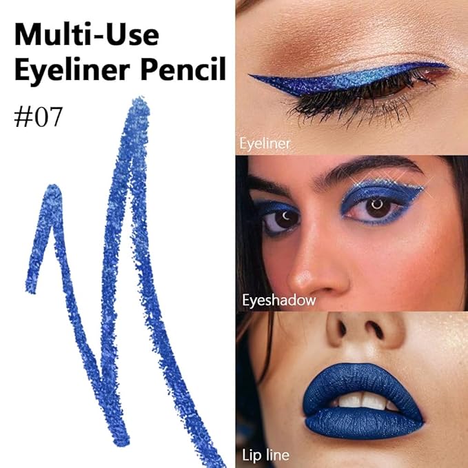 Kaely Gel Eyeliner Pencil for Women, Pearl Blue Eye Liner Waterproof Smudge Proof with Sharpener, Waterline Eye Makeup Liners, delineador de ojos contra el agua, Vegan & Cruelty-Free, 07