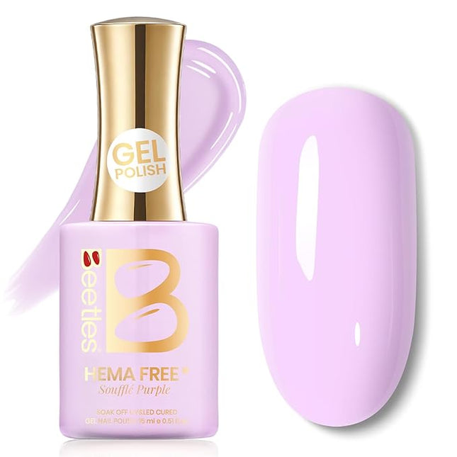 Beetles Purple Gel Nail Polish - Souffle Purple Gel Polish 15ML/0.51Fl Oz, Same Color Same Bottle, Soak Off UV LED Lamp Pastel Nail Art, Long-Lasting Manicure Salon DIY Home Spring Nails