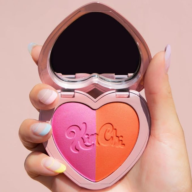 KimChiChic Beauty Thailor Blush Duo, Heart-Shaped Compact with Mirror, Buildable, Silky Matte & Shimmer Finish, Cruelty-Free Blush Palette, Mercedes R