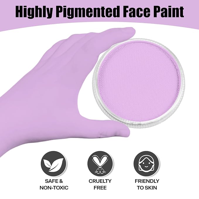 Go Ho Pastel Purple Face Paint Washable for Halloween Makeup,Creamy to Gel Water Based Pastel Purple Body Paint Full Coverage forCosplay SFX Costumes Festivals Makeup,25g