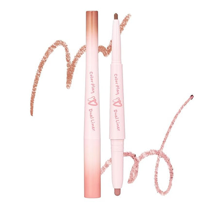 2aN Color Play Dual Liner | 2-in-1 Aegyo-sal & Shading Pencil | Long-Lasting Pearl & Matte Duo Liner for K-Idol Eye Makeup | Easy to Blend, All-Day Wear (0.006oz+0.02oz) (04 Rosy Candy)