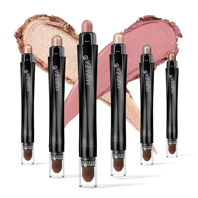 6PCS Cream Eyeshadow Stick Makeup Sets, Metallic And Matte Shimmer Eye Shadow Eye Brightener Stick Pencil Crayon, A01-Brown Neutral