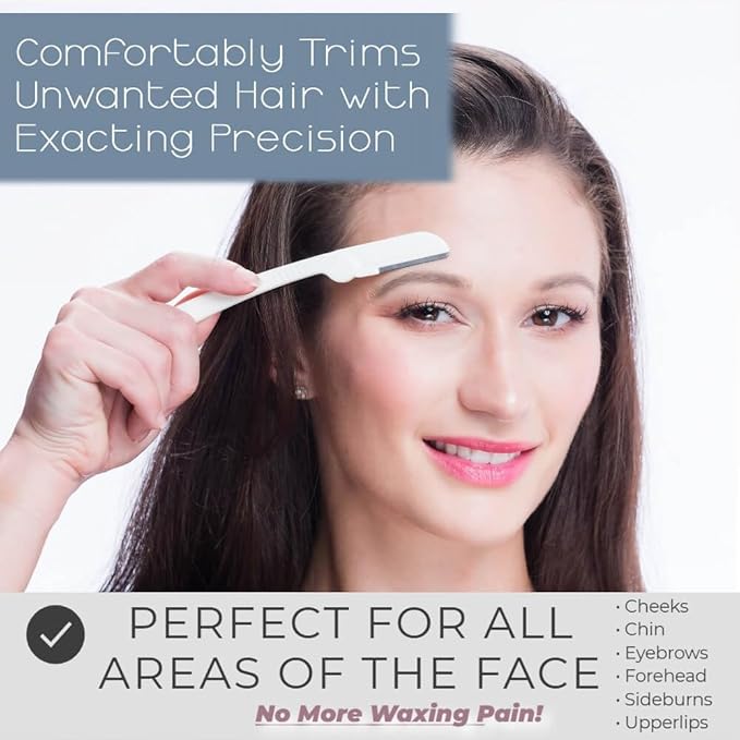 Dermaplaning Tool (6 Count) – Easy to Use Dermaplane Razor for Face – Facial Hair Removal for Women – Blade for Eyebrows and Peach Fuzz – Face Shavers for Women Help Exfoliate and Smooth the Skin