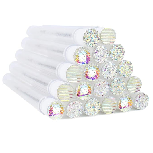 20 Sets Mascara Wand Tube Diamond Eyelash Spoolies Mascara Brushes Lash Brush Makeup Tool Applicator Eyelash Brush Tubes Makeup Brush (4C-Silver)