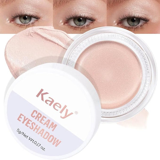 Kaely Single Cream Eyeshadow Pot, Pearl Translucent Eye Shadow for Older Women High Pigmented Waterproof, Natural Eyeshadow Palette Makeup Brightener, sombras en crema para ojos, Blendable, P06