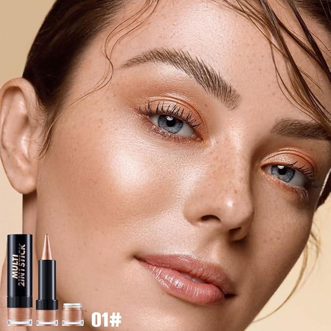 AMY'S DIARY Golden Sand Eye shadow & Eyeliner Stick 2-in-1, Cream Eyeshadow Pencil + Gel Eyeliner | Waterproof, Smudge-Proof Eye Makeup Crayon for woman, Face & Lip | Twist-Up Eye Shadow Pen