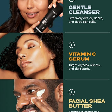 Buttah Skin by Dorion Renaud Complete Melanin-Rich Skin Care Kit | Shea Butter, Vitamin C Serum, Facial Cleanser | Organic & Natural | Black-Owned