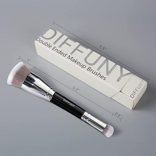 Large Makeup Brushes Double Ended Foundation Brush & Concealer Brush, Flat Top Kabuki Foundation Brush for Liquid, Cream, Blending, Buffing, Concealer, Dual Sided Make Up Brushes