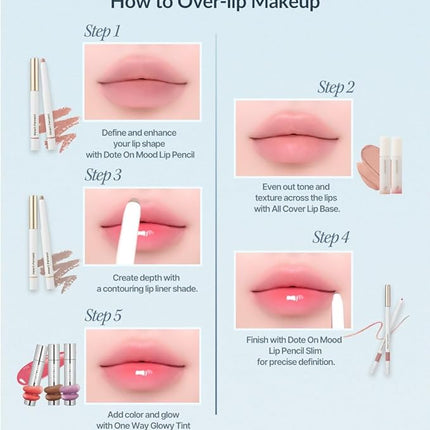 Heart Percent Dote On Mood Lip Liner Pencil, Long-Lasting Creamy Lip Crayon Smooth Lipliner Retractable Lipstick Overlip Line Color 0.8g, #04. Strawberry Milk