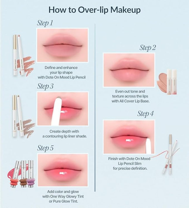 Heart Percent Dote On Mood Lip Liner Pencil, Long-Lasting Creamy Lip Crayon Smooth Lipliner Retractable Lipstick Overlip Line Color 0.8g, #13. Bare Lips