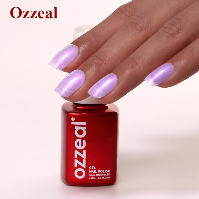 Pearl Gel Nail Polish, Purple Transparent Shimmer Shell Nail Gel Polish Glitter Mermaid Gel Polish Iridescent Pearlescent Sparkle Spring Summer Nail Polish Soak Off Led UV Manicure 15ML