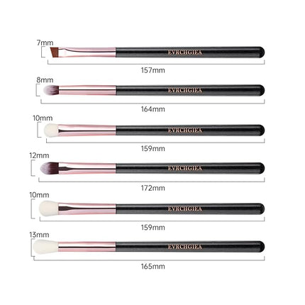Eye Makeup Brush Set, 6 Pcs Professional Blending Eyeshadow Makeup Brushes for Concealer Eyebrows Eyeliner, Soft Hairs & Wood Handle (black and rose gold)…