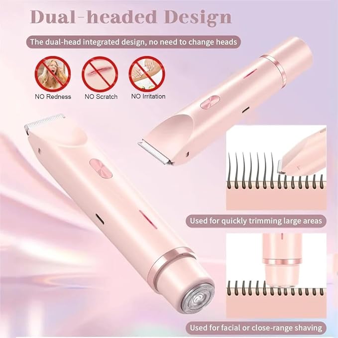 IUIBeauty 2-in-1 Painless Bikini Hair Trimmer, 2025 Bestselling Bikini Trimmer for Women, Pink